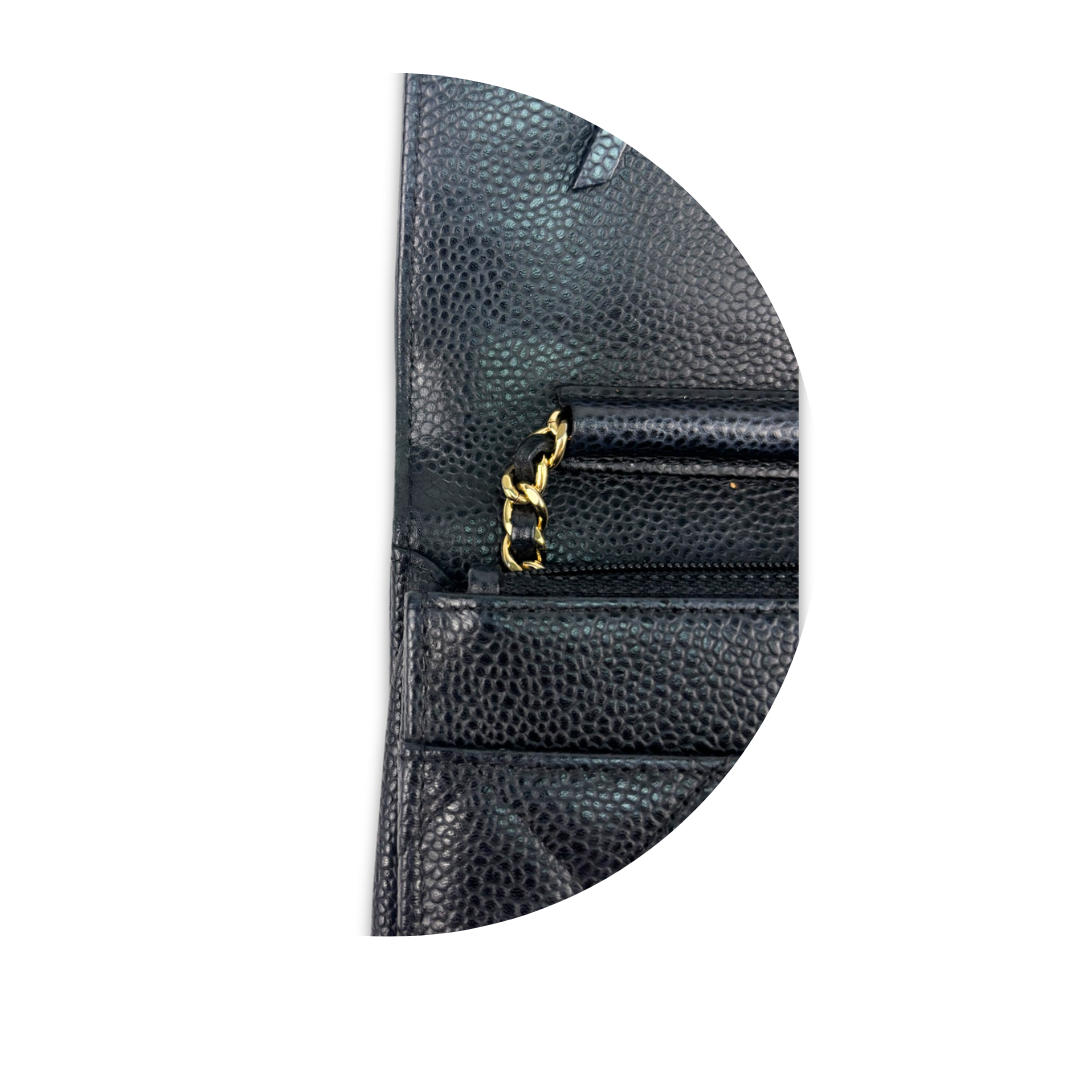 Chanel Navy Caviar Classic Wallet on Chain