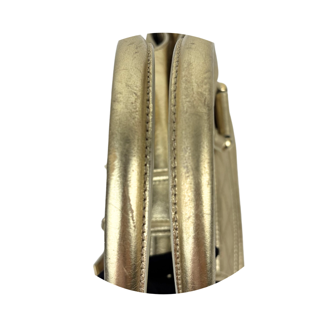Burberry Gold Metallic Mini Manor Bag