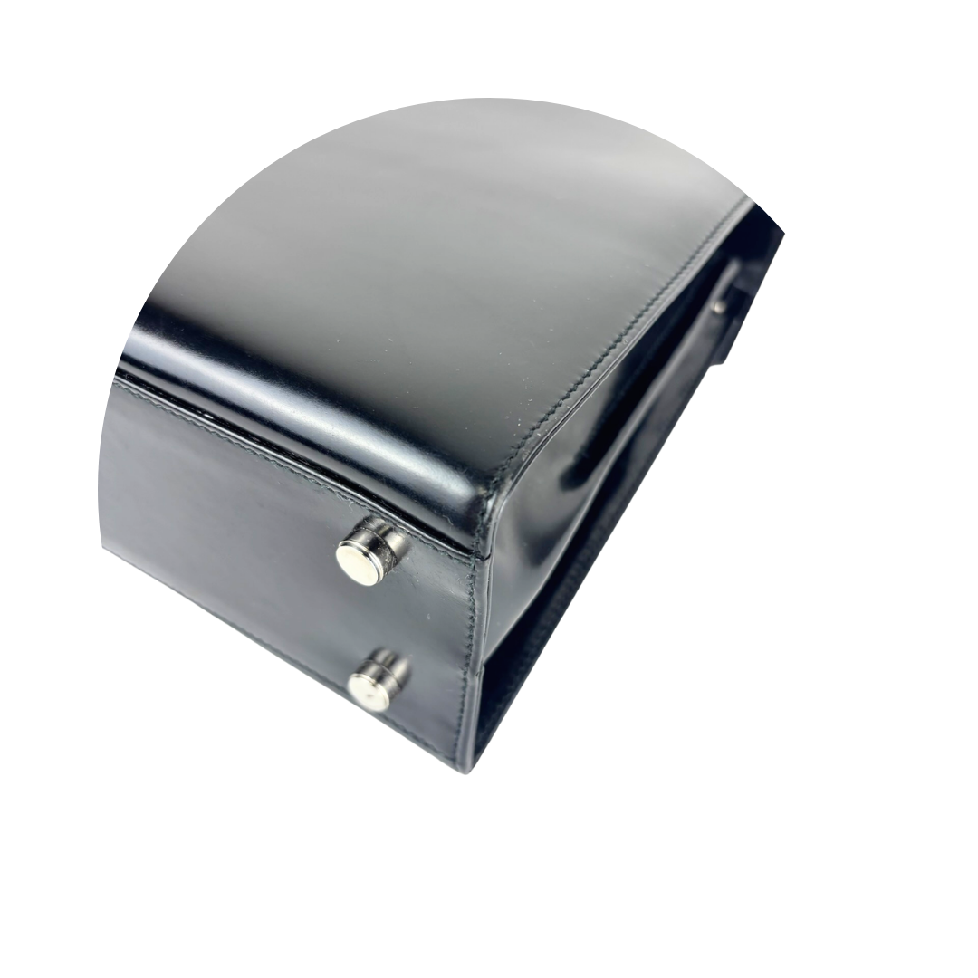 Ferragamo Black Leather Gancini Top Handle