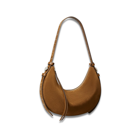 Tory Burch Romy Studded Suede Half Moon Bag