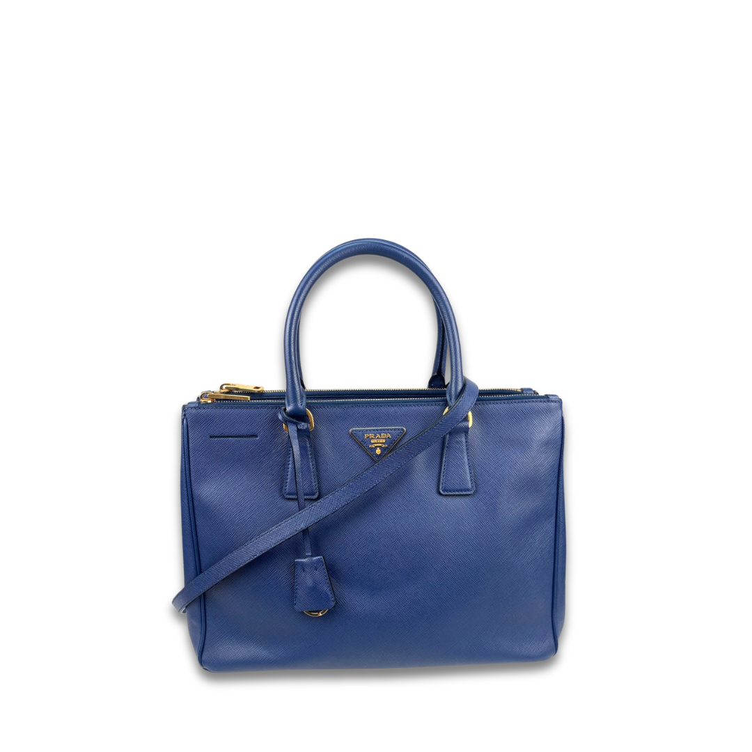 PRADA ダブルポケット ショルダーバッグ ブルー Prada Blue Medium Double Zip Galleria – Lola Saratoga