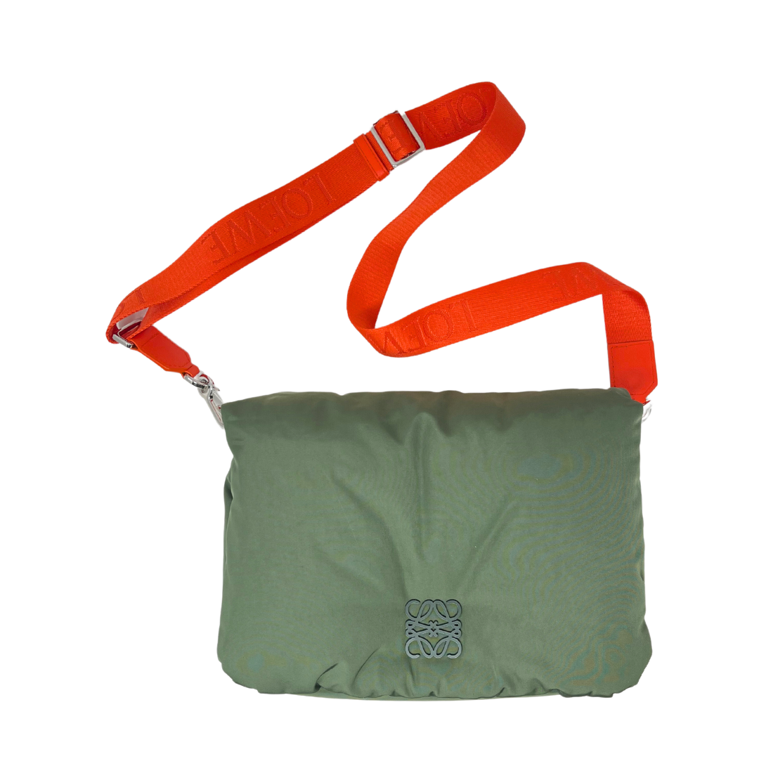 Loewe - Goya Lime Green Leather Mini Puffer Bag
