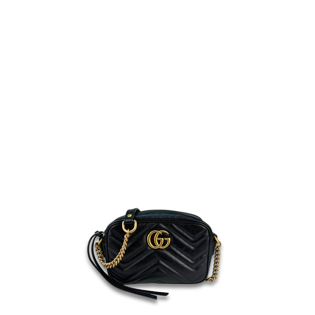 hgucci black mini backpack Gucci Black Marmont Mini Camera Bag – Lola Saratoga
