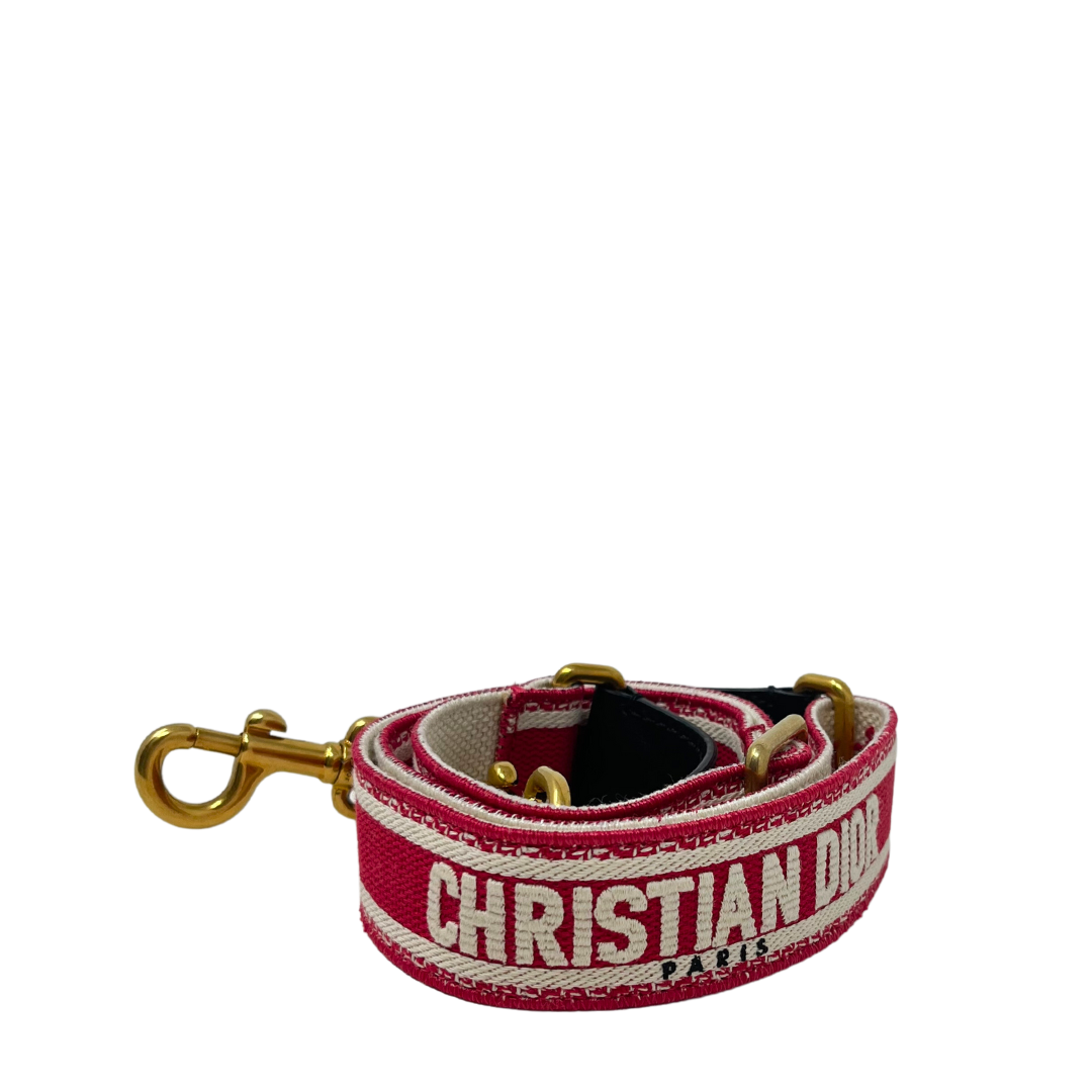 Dior Embroidered Guitar Strap - Red