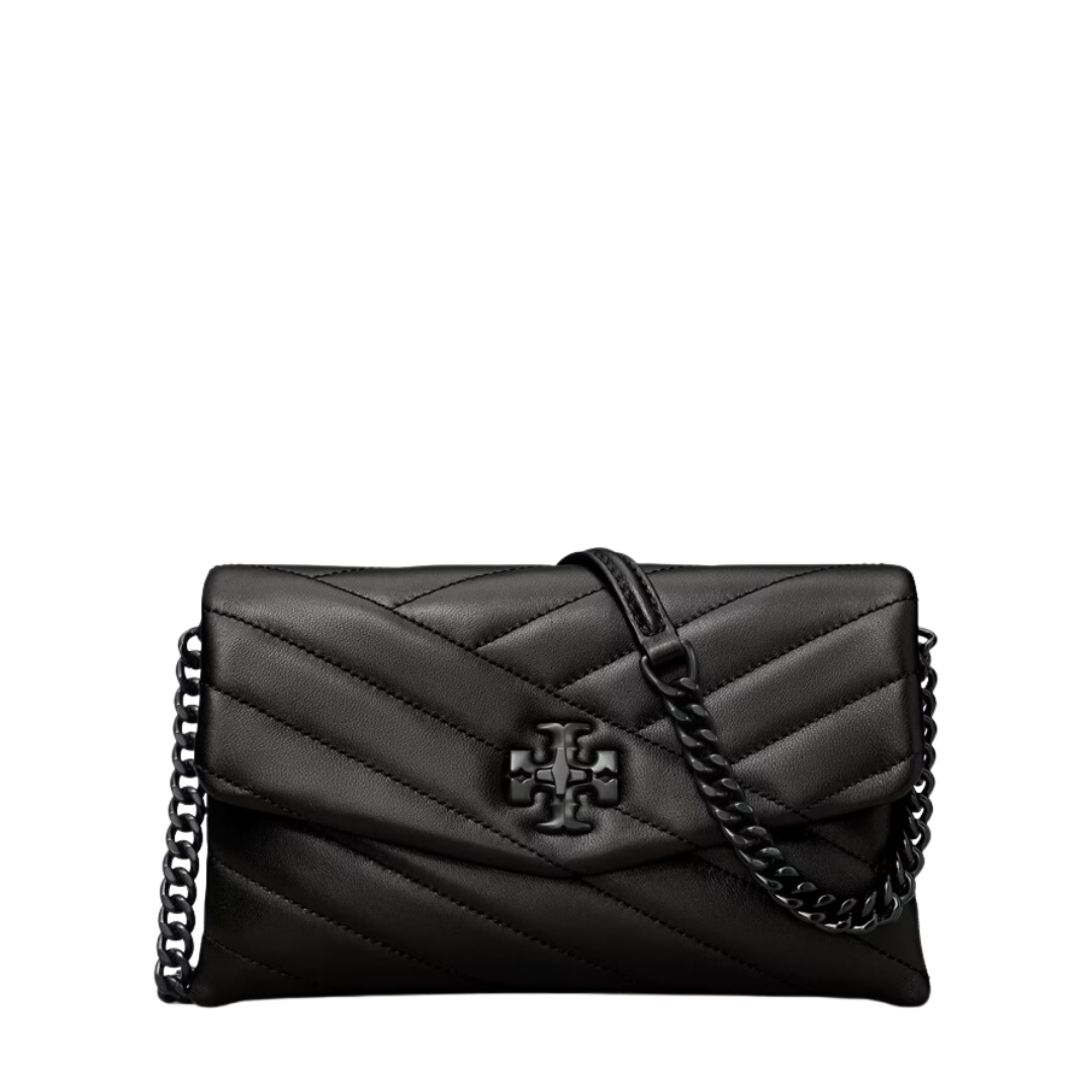 Tory Burch Kira Soft Straw Chain Wallet Color Natural Black