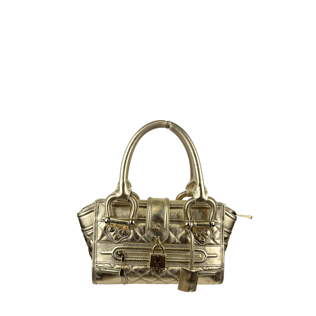 BURBERRY Mini Manor Bag メタリック ハンドバッグ　y2k Burberry Gold Metallic Mini Manor Bag – Lola Saratoga