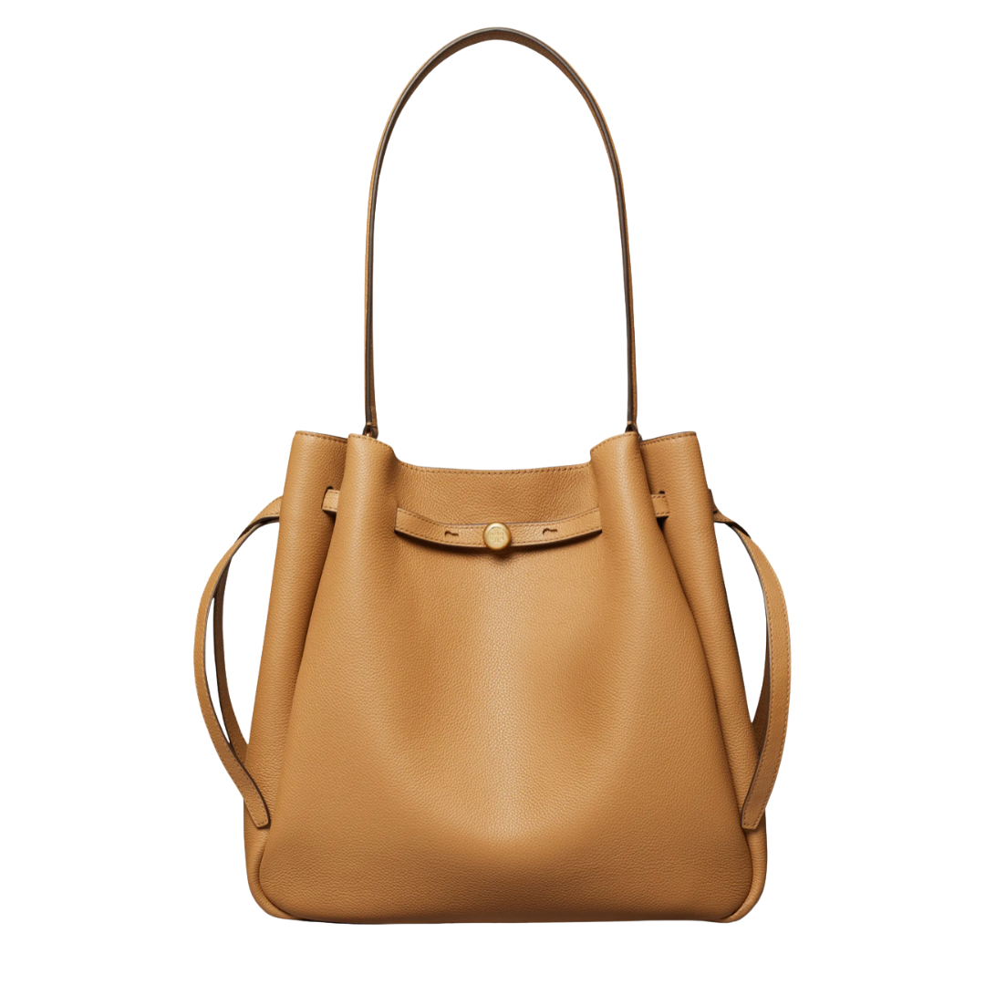 ToryBurch  ゴールド×キャメル Tory Burch Romy Large Bucket – Lola Saratoga