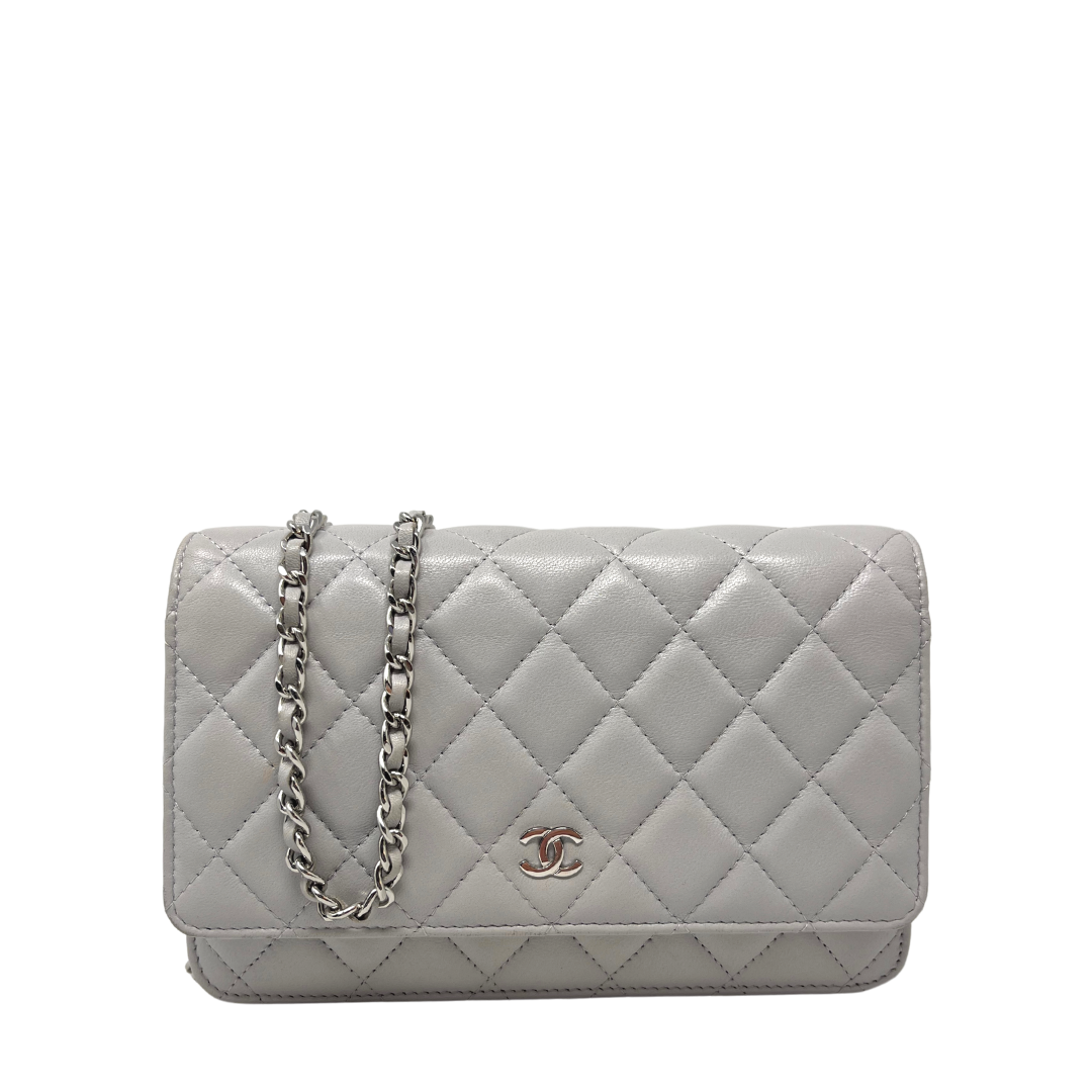 Chanel Grey Lambskin Wallet on Chain