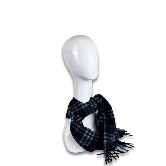 Burberry Navy Nova Check Cashmere Scarf