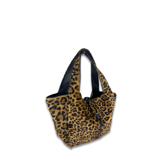YSL Le 5 à 7 Bea Leopard Print Pony Hair Tote