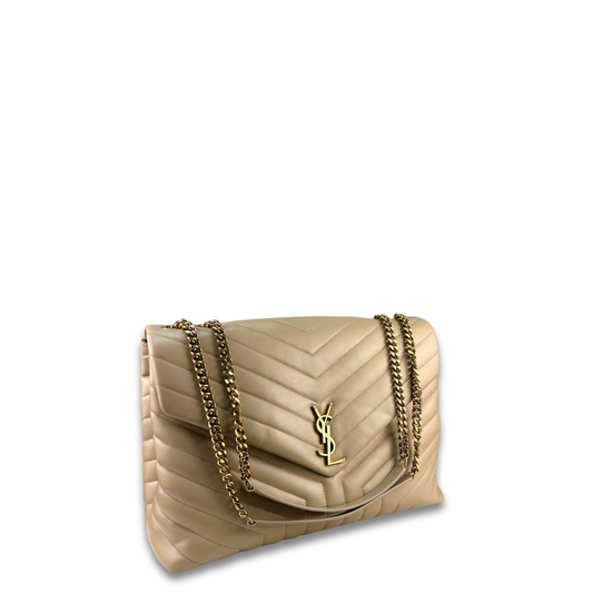 YSL Beige Large LouLou Shoulder Bag