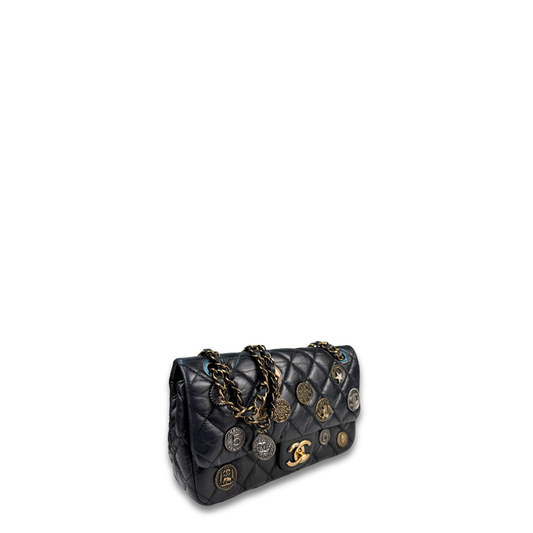 Chanel Aged Calfskin Coin Medallion Flap Bag
