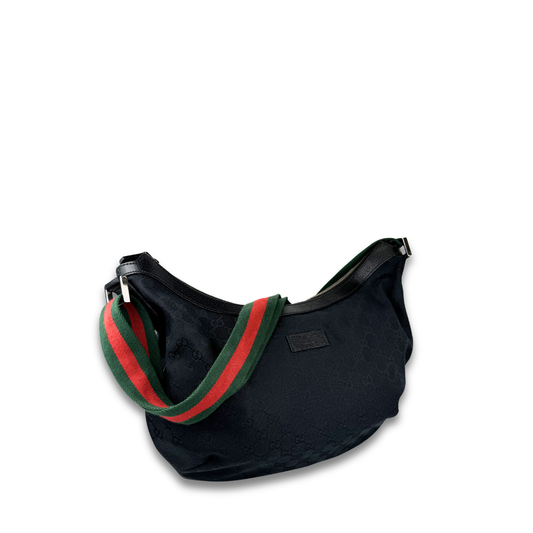 Gucci Black GG Canvas Hobo Bag