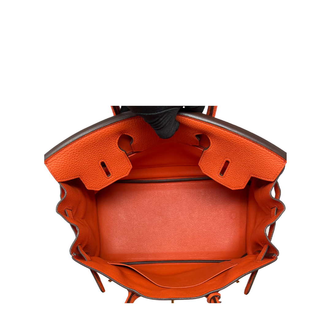 Hermes Birkin Handbag Orange Poppy Clemence with Gold Hardware 30