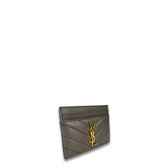 YSL Fog Cassandre Grain de Poudre Leather Card Case