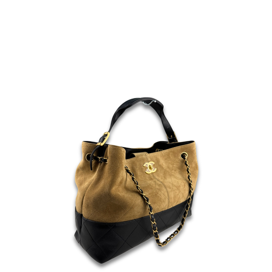 Chanel 25A Small Suede Shopping Tote