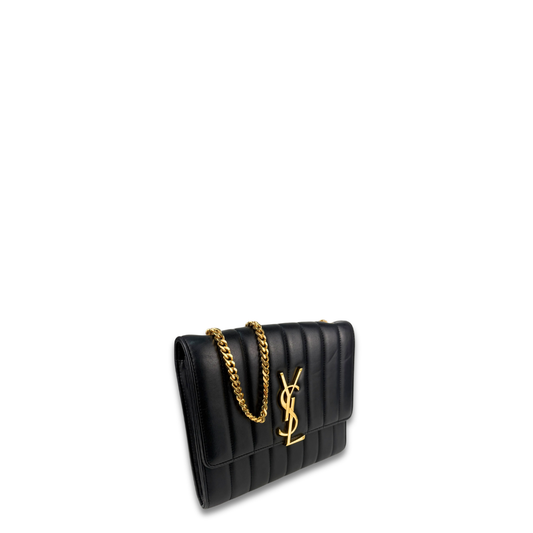 YSL Black Vicky Chain Wallet