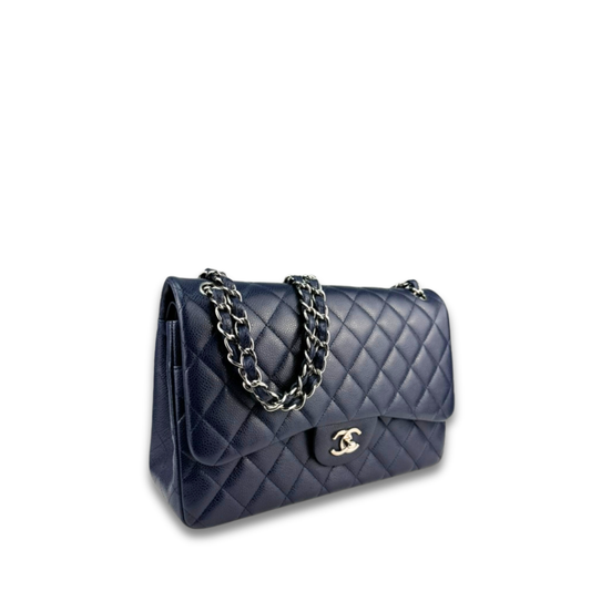 Chanel Navy Caviar Classic Jumbo Double Flap