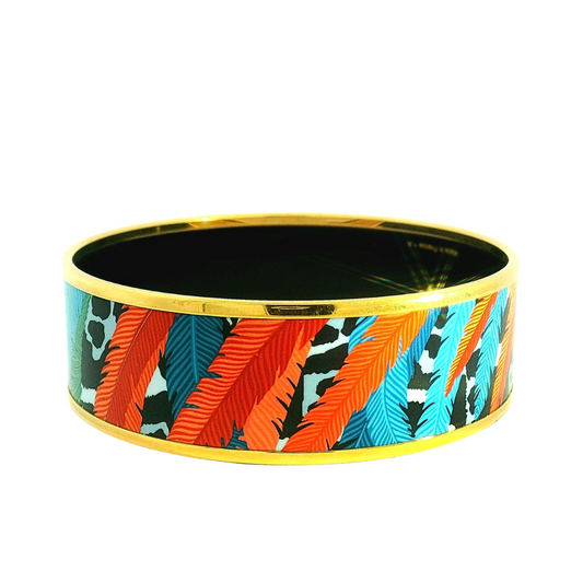 Hermès Wide Feather Leopard Bangle