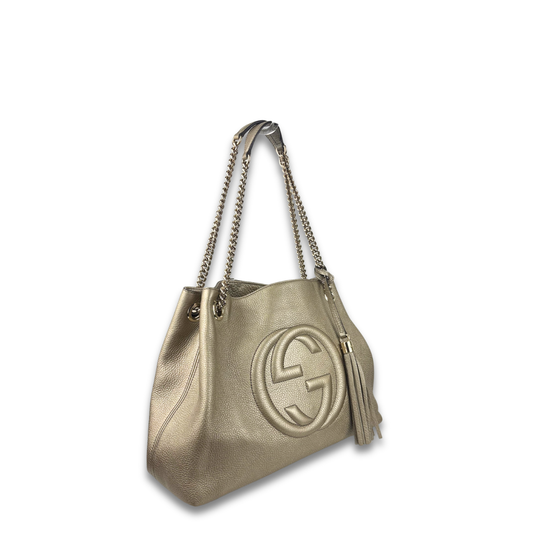 Gucci Metallic Gold Soho Chain Tote