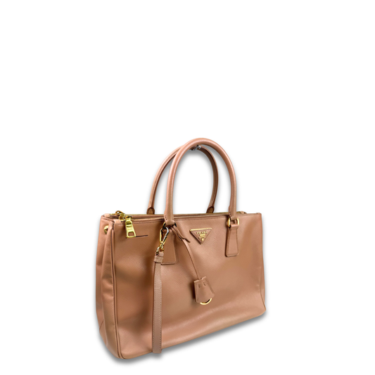 Prada Medium Beige Double Zip Galliera