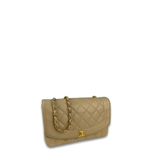 Chanel Beige Lambskin Medium Diana