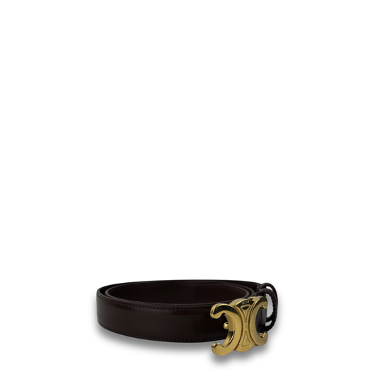 Celine Chocolate Brown 1" Triomphe Belt - Size 80
