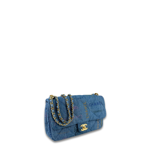Chanel Large Quilted Denim Mood Flap Bag