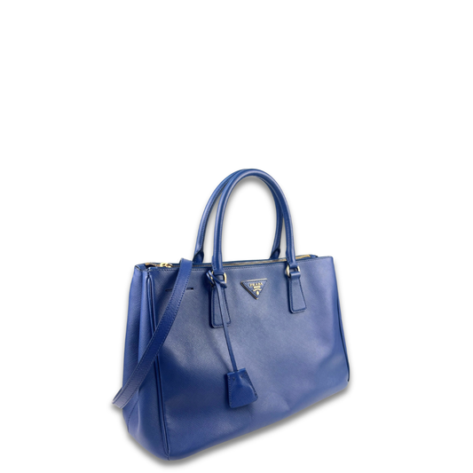 Prada Medium Blue Double Zip Galleria