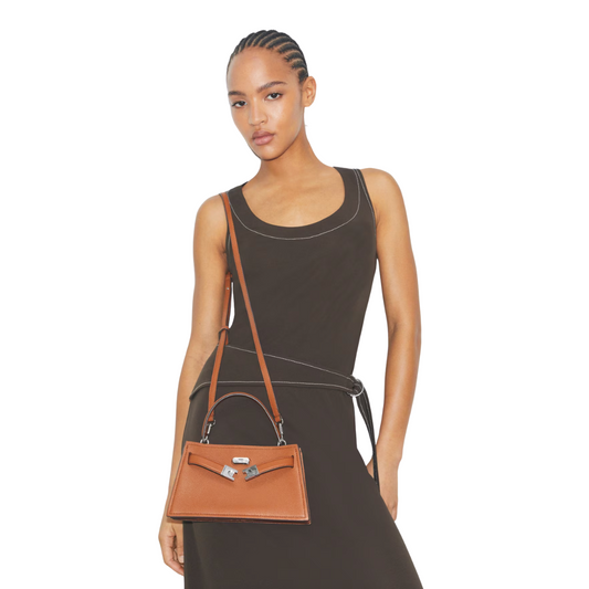 Tory Burch Lee Radziwill Bourbon Pebble Mini Top Handle