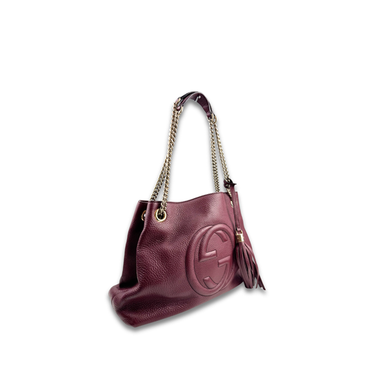 Gucci Metallic Purple Soho Chain Tote