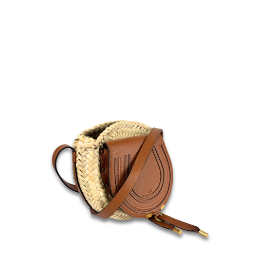 Chloe Marcie Basket Raffia and Leather Small Crossbody