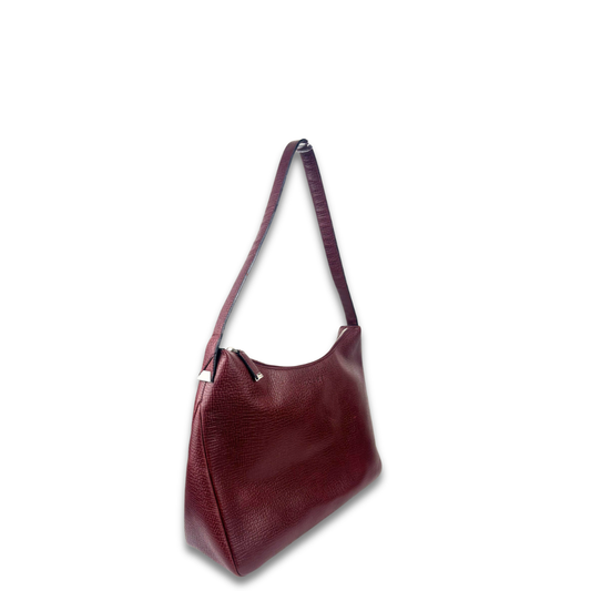 Loewe Burgundy Textured Leather Shoulder Bag