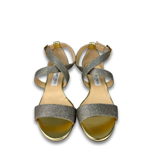 Jimmy Choo Gold Chiara Sandals - Size 40.5