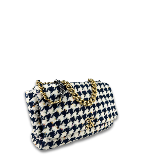 Chanel Tweed Houndstooth Chanel 19 Maxi