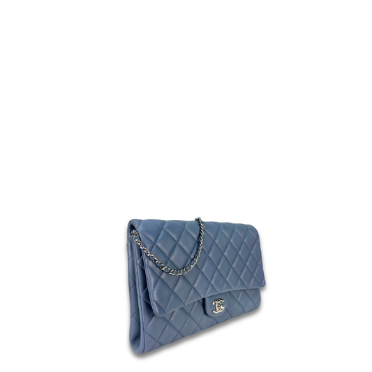 Chanel Blue Lambskin Classic Flap Clutch