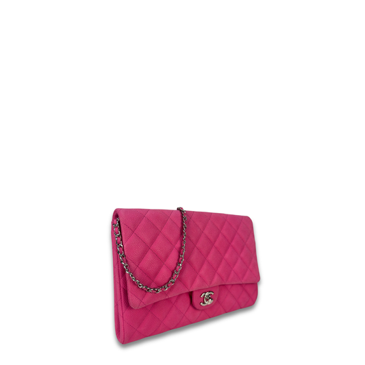 Chanel Hot Pink Caviar Classic Flap Clutch
