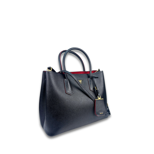 Prada Black Saffiano Double Tote