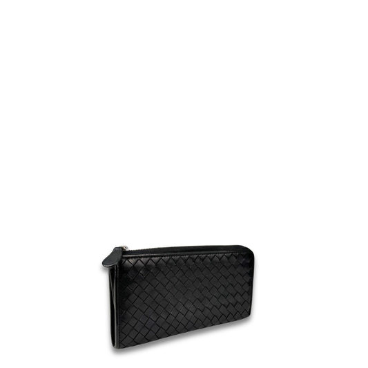 Bottega Veneta Black Intrecciato L-Zip Wallet