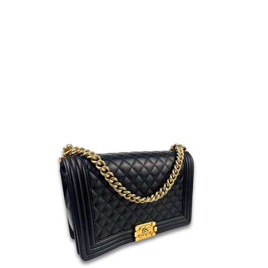 Chanel Black Calfskin Large Boy Bag