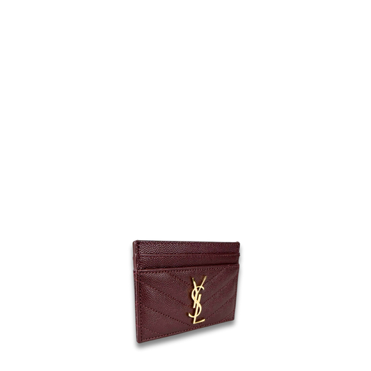 YSL Bordeaux Cassandre Grain de Poudre Leather Card Case