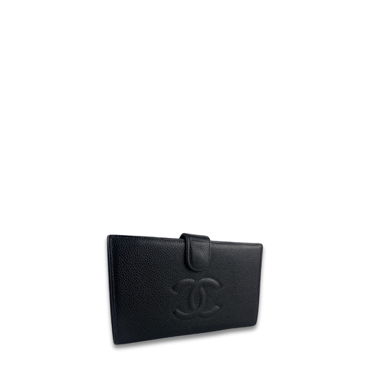 Chanel Black Caviar Long Bifold Wallet