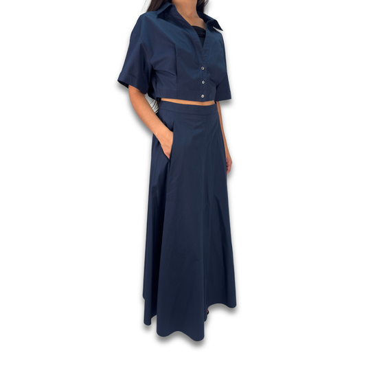 TWP Navy Cotton Skirt Set - Size XXS/2