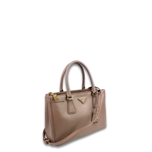 Prada Small Beige Double Zip Galleria