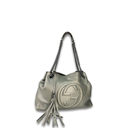 Gucci Pewter Soho Chain Tote