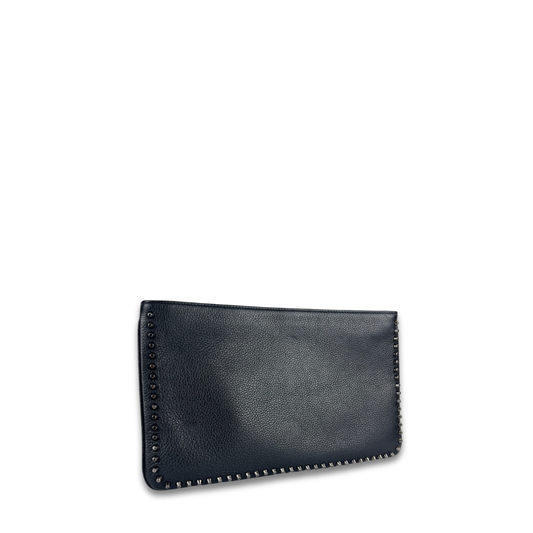 Louboutin Loubiposh Black Studded Chain Clutch