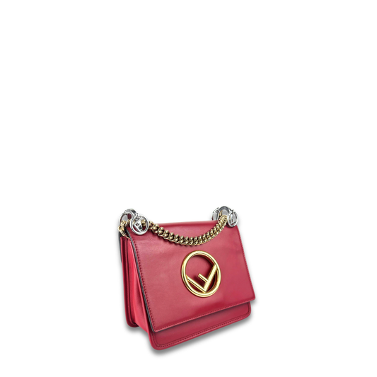 Fendi Red Leather I F Kan Small Shoulder Bag