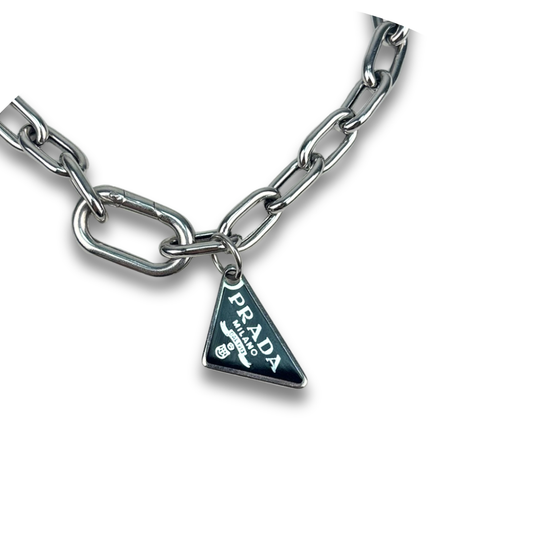 Prada Enamel Logo Charm Link Bracelet