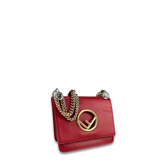 Fendi Red Leather I F Kan Small Shoulder Bag