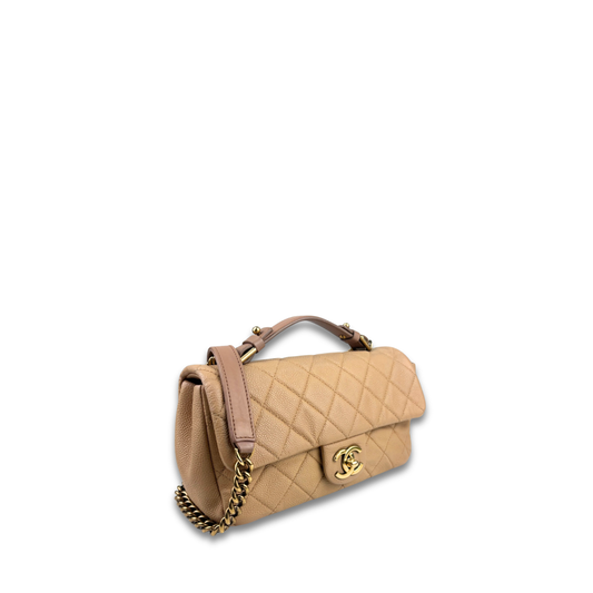 Chanel Tan Caviar Quilted Medium Chic Quilt Flap Bag
